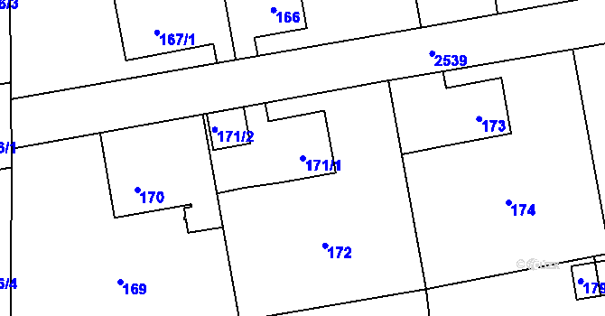 Parcela st. 171/1 v KÚ Hrabová, Katastrální mapa