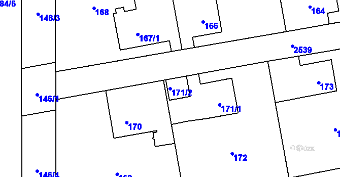 Parcela st. 171/2 v KÚ Hrabová, Katastrální mapa