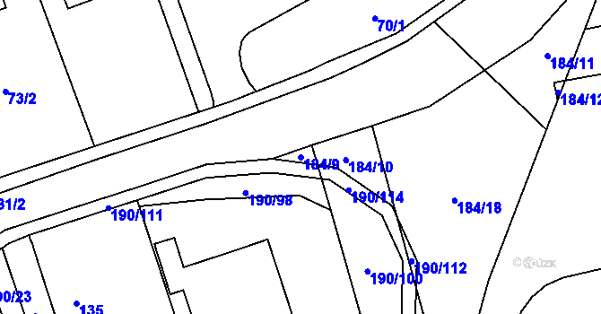 Parcela st. 184/9 v KÚ Hrabová, Katastrální mapa