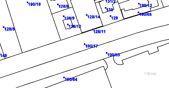 Parcela st. 190/17 v KÚ Hrabová, Katastrální mapa