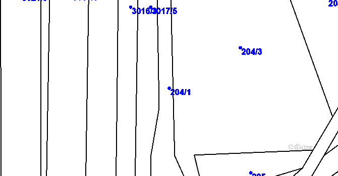 Parcela st. 204/1 v KÚ Hrabová, Katastrální mapa