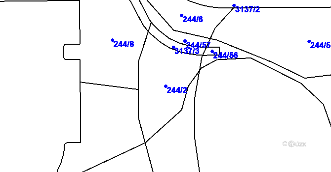 Parcela st. 244/2 v KÚ Hrabová, Katastrální mapa