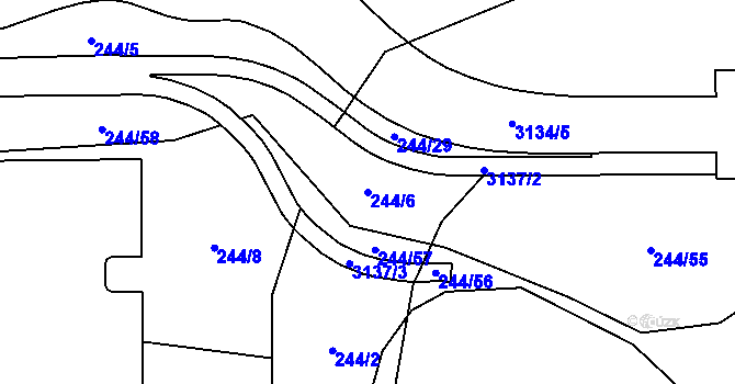 Parcela st. 244/6 v KÚ Hrabová, Katastrální mapa