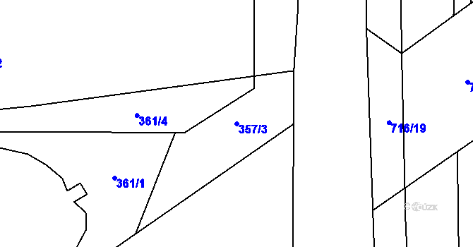 Parcela st. 357/3 v KÚ Hrabová, Katastrální mapa