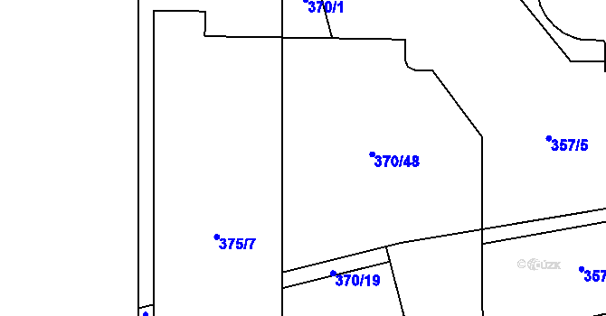 Parcela st. 370/1 v KÚ Hrabová, Katastrální mapa