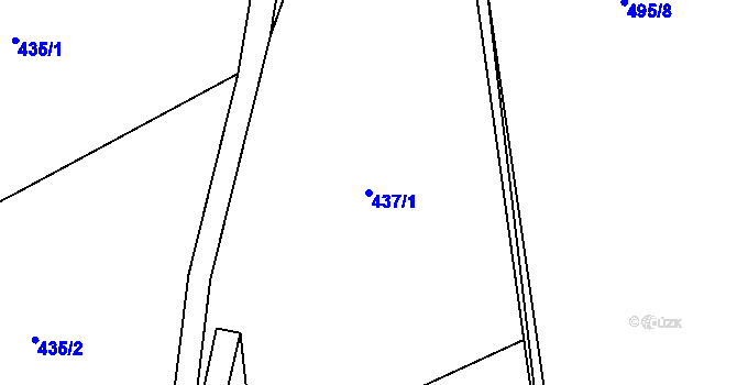 Parcela st. 437/1 v KÚ Hrabová, Katastrální mapa