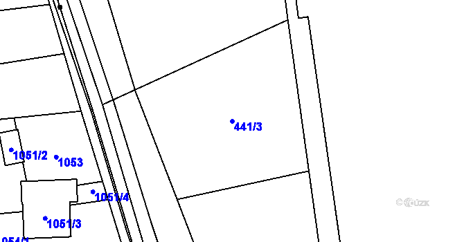 Parcela st. 441/3 v KÚ Hrabová, Katastrální mapa