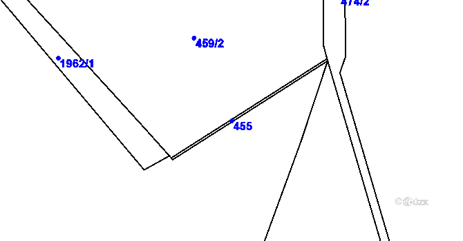 Parcela st. 455 v KÚ Hrabová, Katastrální mapa