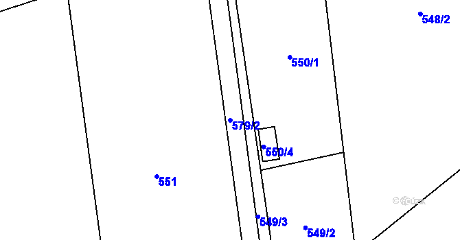 Parcela st. 579/2 v KÚ Hrabová, Katastrální mapa