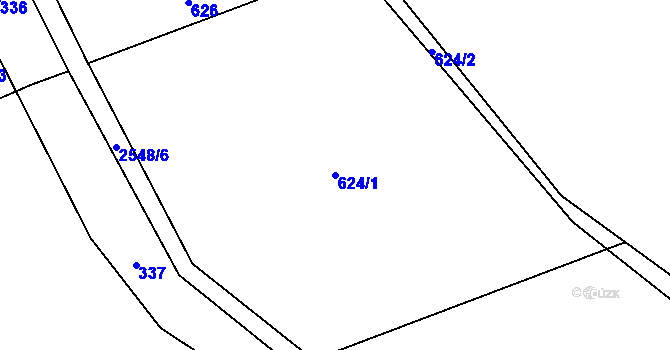 Parcela st. 624/1 v KÚ Hrabová, Katastrální mapa