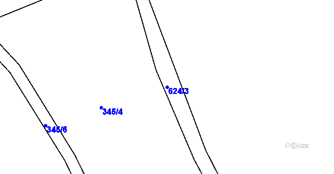 Parcela st. 624/3 v KÚ Hrabová, Katastrální mapa