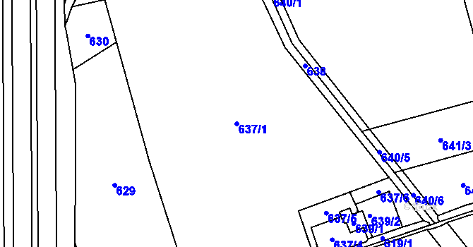 Parcela st. 637/1 v KÚ Hrabová, Katastrální mapa