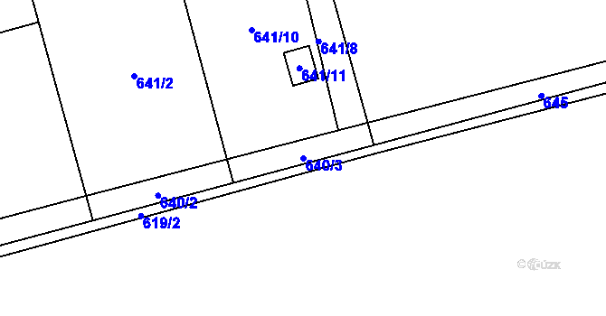 Parcela st. 640/3 v KÚ Hrabová, Katastrální mapa