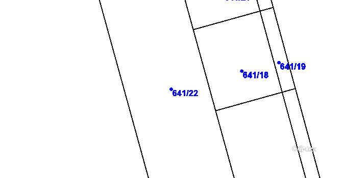 Parcela st. 641/22 v KÚ Hrabová, Katastrální mapa