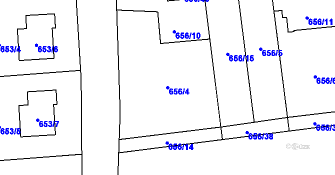 Parcela st. 656/4 v KÚ Hrabová, Katastrální mapa