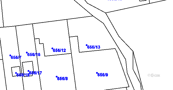 Parcela st. 656/13 v KÚ Hrabová, Katastrální mapa
