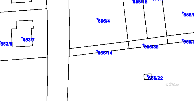 Parcela st. 656/14 v KÚ Hrabová, Katastrální mapa