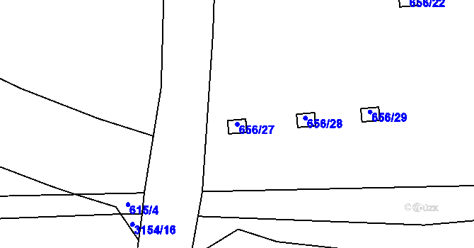 Parcela st. 656/27 v KÚ Hrabová, Katastrální mapa