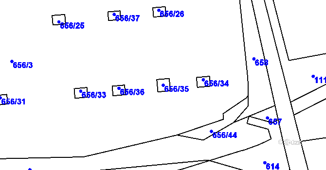 Parcela st. 656/35 v KÚ Hrabová, Katastrální mapa