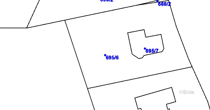 Parcela st. 695/6 v KÚ Hrabová, Katastrální mapa