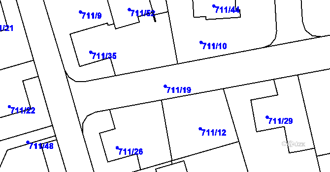 Parcela st. 711/19 v KÚ Hrabová, Katastrální mapa