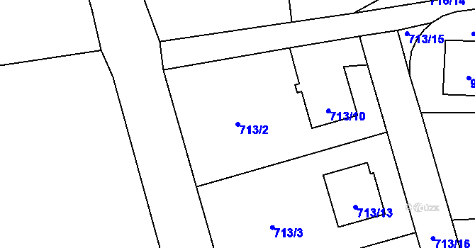 Parcela st. 713/2 v KÚ Hrabová, Katastrální mapa