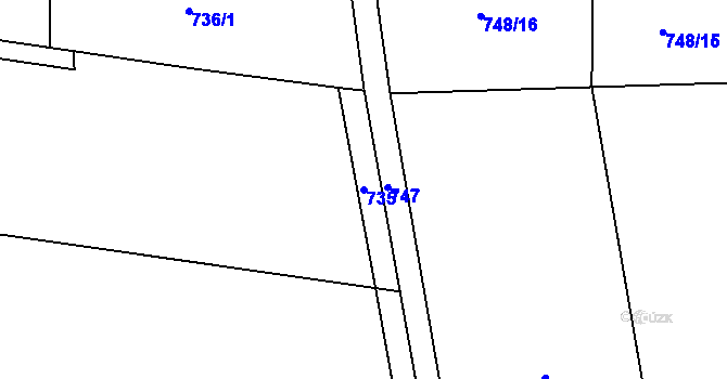 Parcela st. 735 v KÚ Hrabová, Katastrální mapa