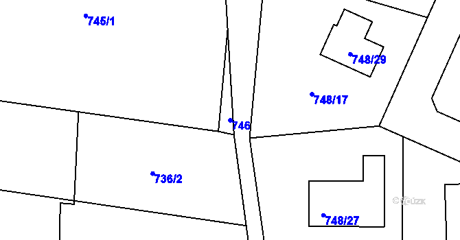 Parcela st. 746 v KÚ Hrabová, Katastrální mapa