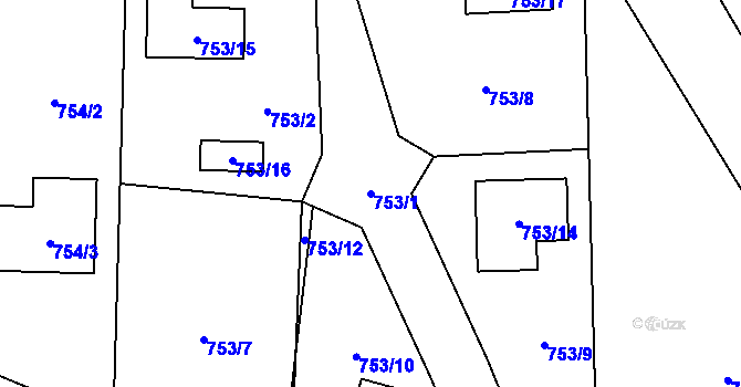 Parcela st. 753/1 v KÚ Hrabová, Katastrální mapa