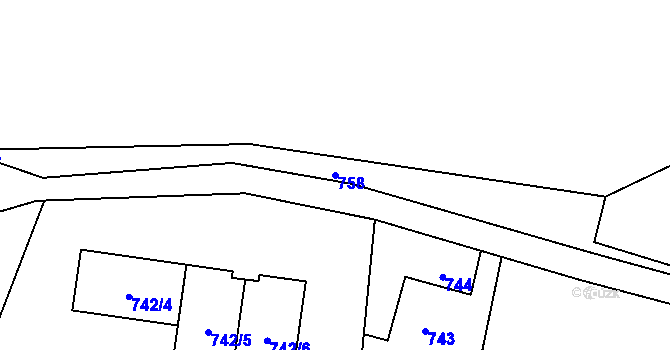 Parcela st. 758 v KÚ Hrabová, Katastrální mapa