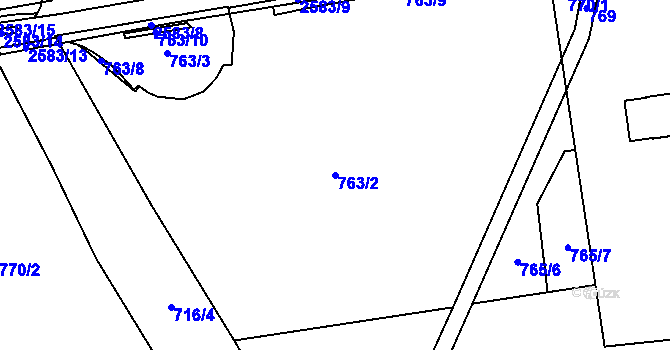 Parcela st. 763/2 v KÚ Hrabová, Katastrální mapa