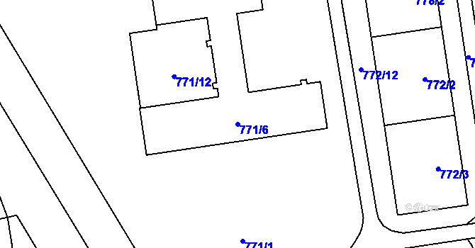 Parcela st. 771/6 v KÚ Hrabová, Katastrální mapa