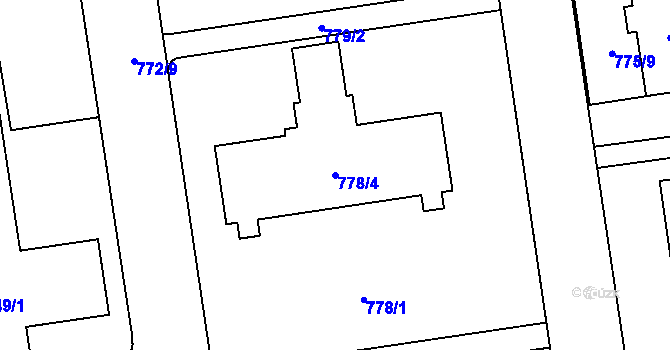 Parcela st. 778/4 v KÚ Hrabová, Katastrální mapa