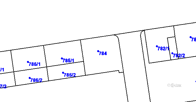 Parcela st. 784 v KÚ Hrabová, Katastrální mapa