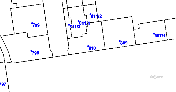 Parcela st. 810 v KÚ Hrabová, Katastrální mapa