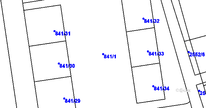 Parcela st. 841/1 v KÚ Hrabová, Katastrální mapa