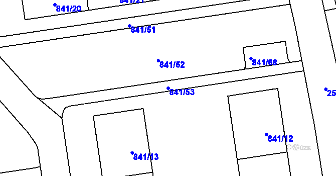 Parcela st. 841/53 v KÚ Hrabová, Katastrální mapa