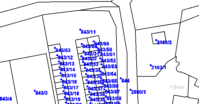 Parcela st. 843/51 v KÚ Hrabová, Katastrální mapa