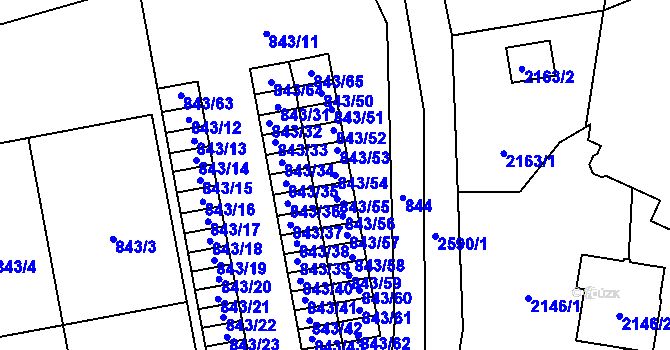 Parcela st. 843/54 v KÚ Hrabová, Katastrální mapa