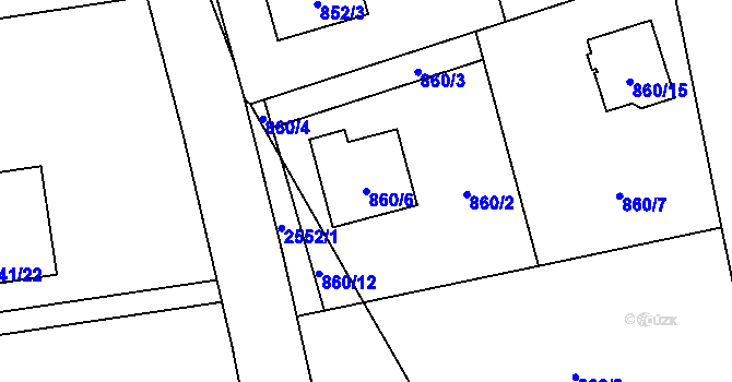 Parcela st. 860/6 v KÚ Hrabová, Katastrální mapa