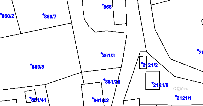Parcela st. 861/3 v KÚ Hrabová, Katastrální mapa