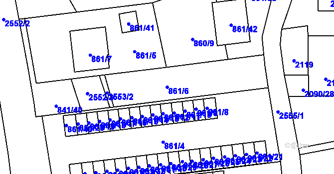 Parcela st. 861/6 v KÚ Hrabová, Katastrální mapa