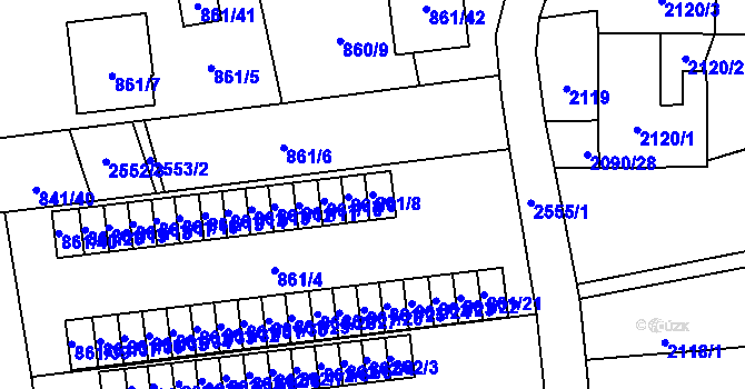 Parcela st. 861/8 v KÚ Hrabová, Katastrální mapa