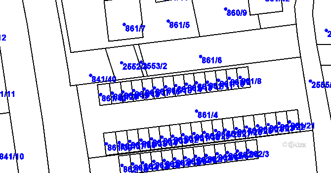 Parcela st. 861/15 v KÚ Hrabová, Katastrální mapa