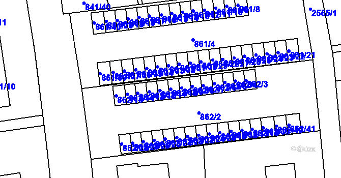 Parcela st. 862/10 v KÚ Hrabová, Katastrální mapa