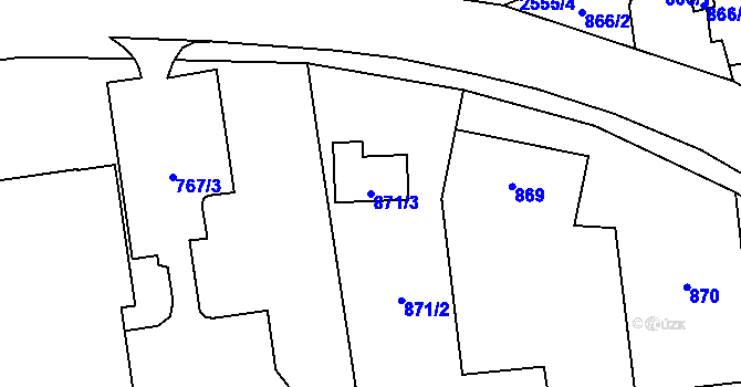 Parcela st. 871/3 v KÚ Hrabová, Katastrální mapa