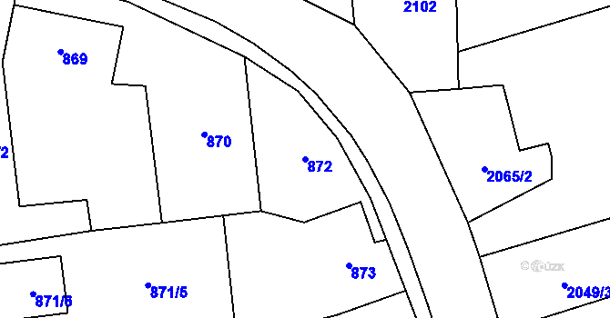 Parcela st. 872 v KÚ Hrabová, Katastrální mapa