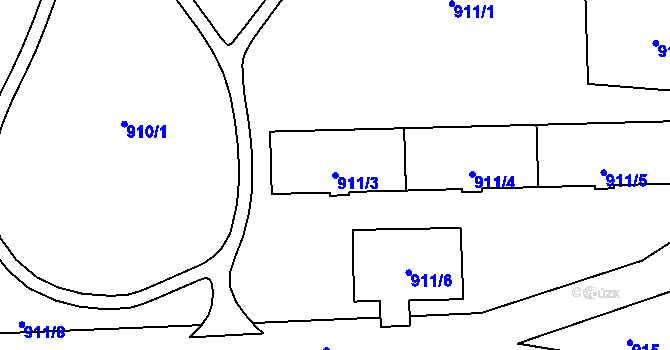Parcela st. 911/3 v KÚ Hrabová, Katastrální mapa