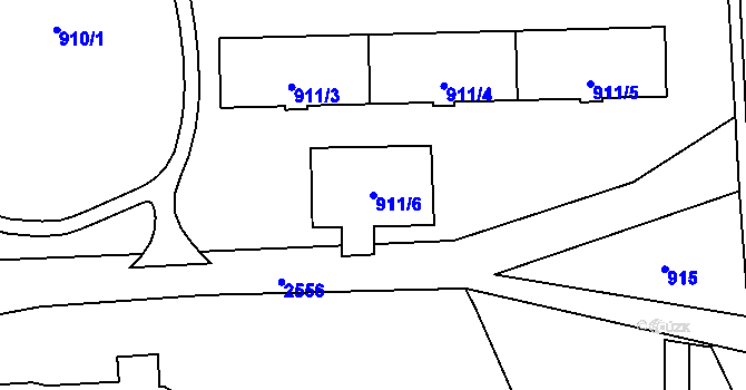 Parcela st. 911/6 v KÚ Hrabová, Katastrální mapa