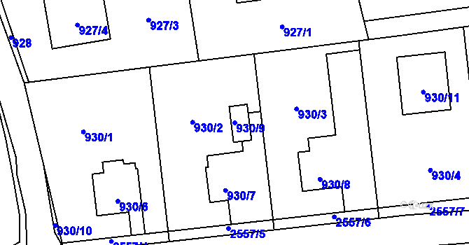 Parcela st. 930/9 v KÚ Hrabová, Katastrální mapa